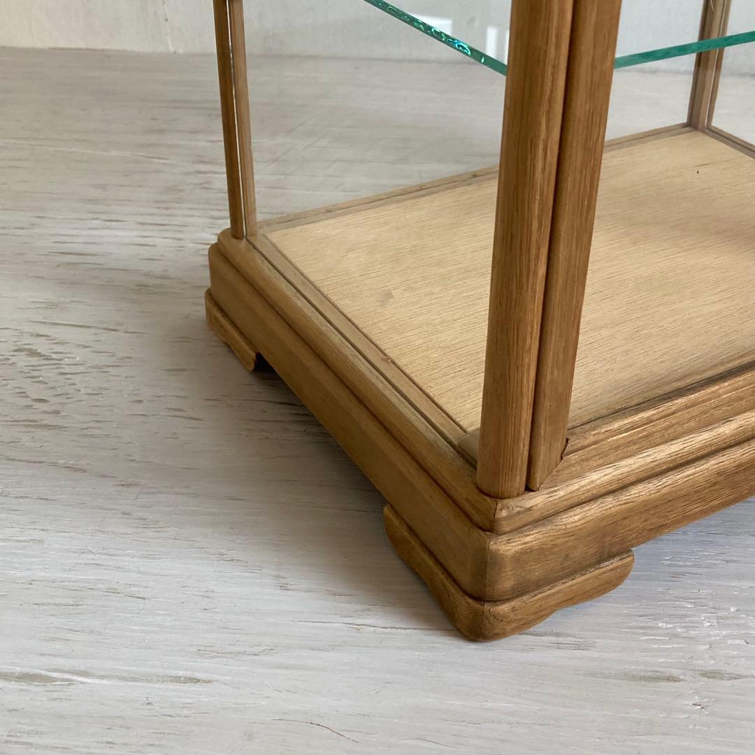 g308 古い木製 ガラスケース 3段 卓上 ショーケース 展示ケース 店舗什器