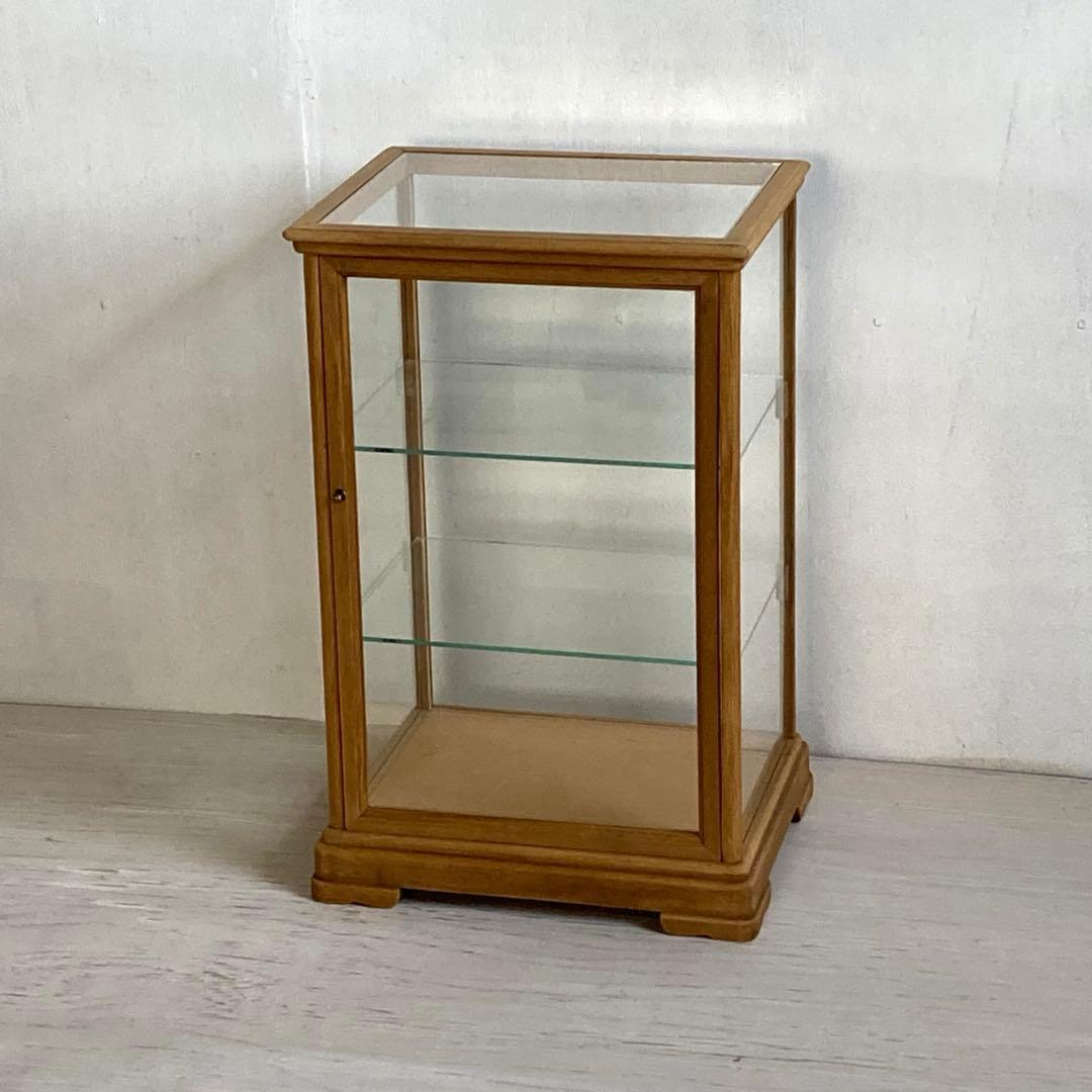 g308 古い木製 ガラスケース 3段 卓上 ショーケース 展示ケース 店舗什器