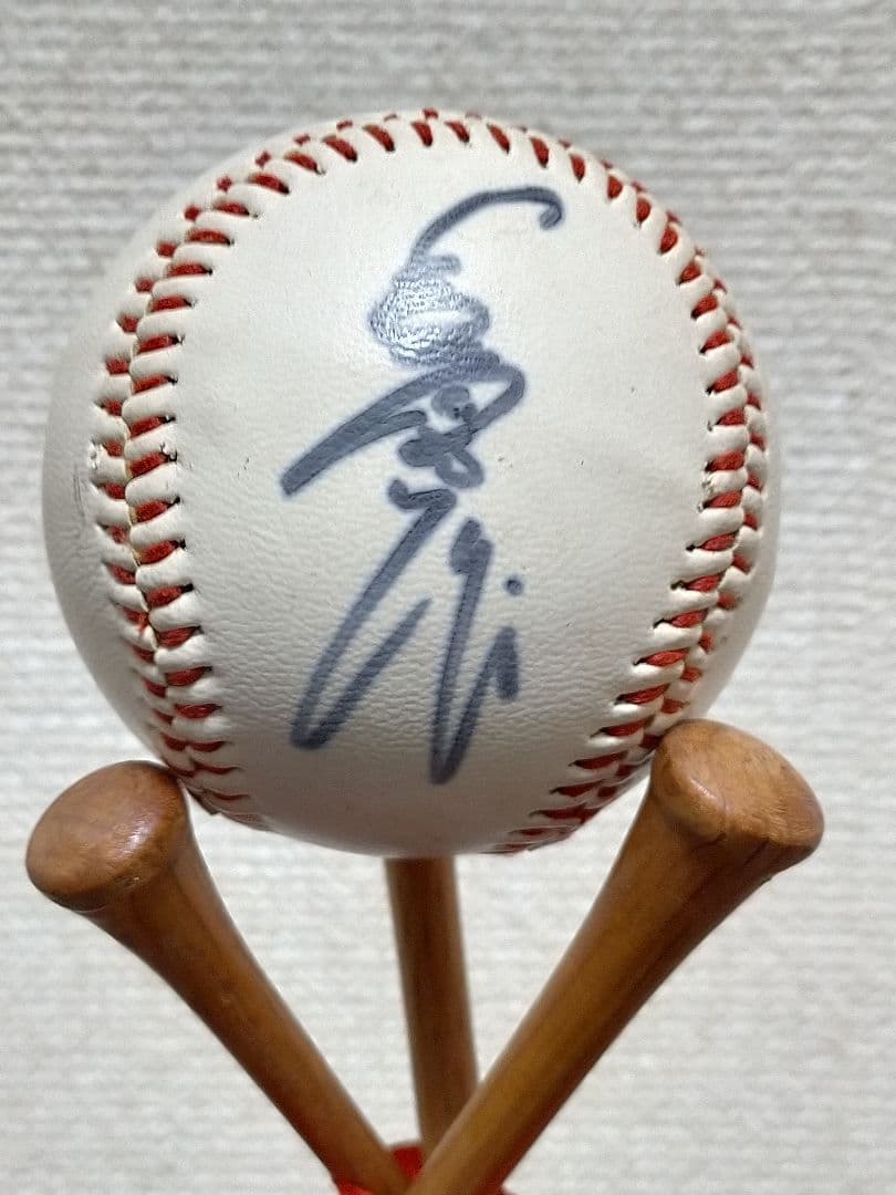 長嶋茂雄 サイン入り野球ボール 木製スタンド付き　50年位前の物