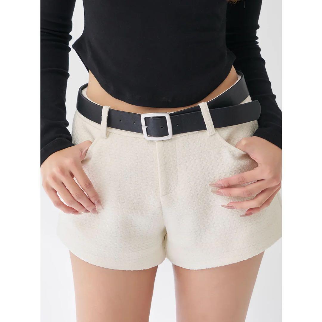 新品タグ付き ボンディングツイードショートパンツ アイボリー M