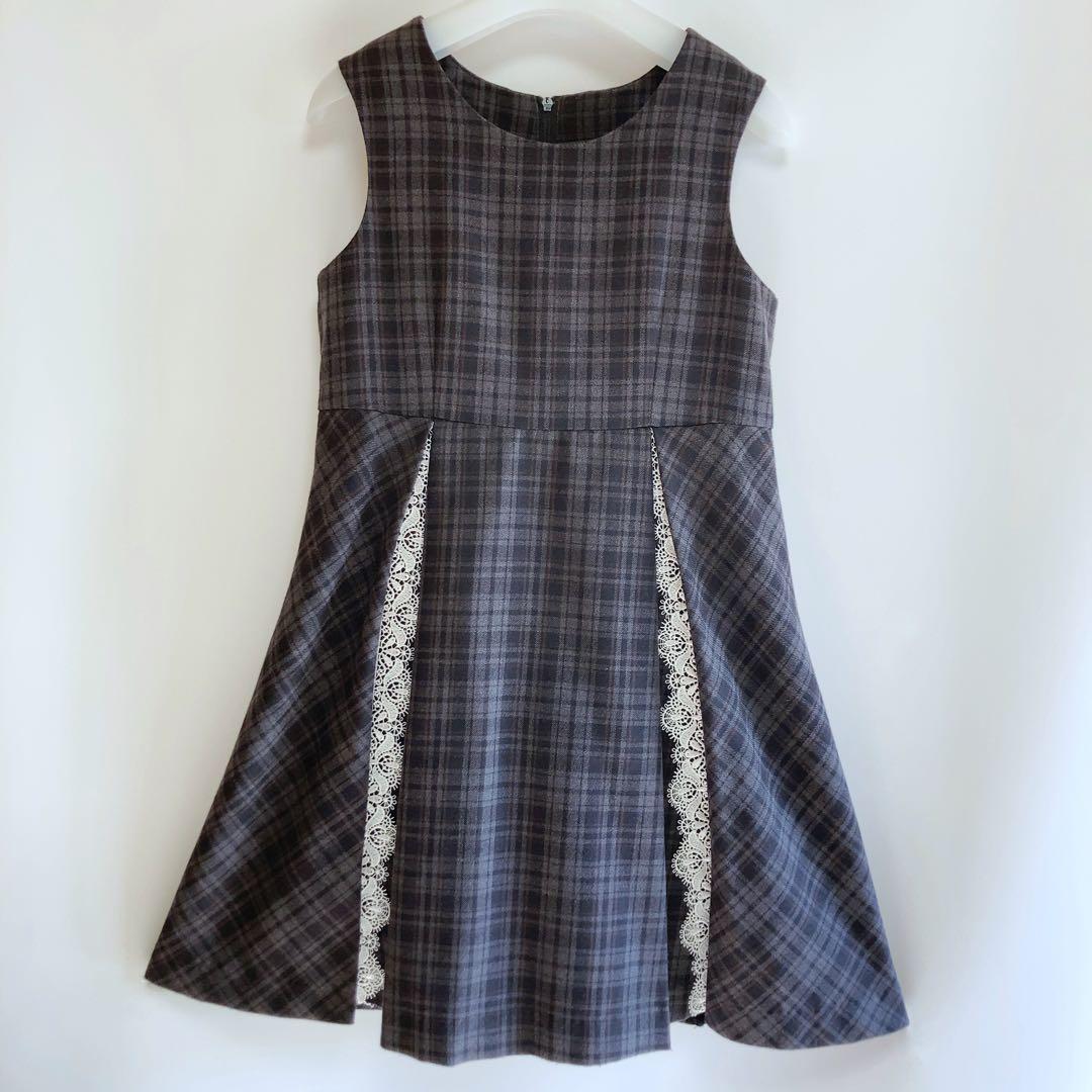 チェック×ホワイト セレモニー 入学 卒園 発表会 フォーマル