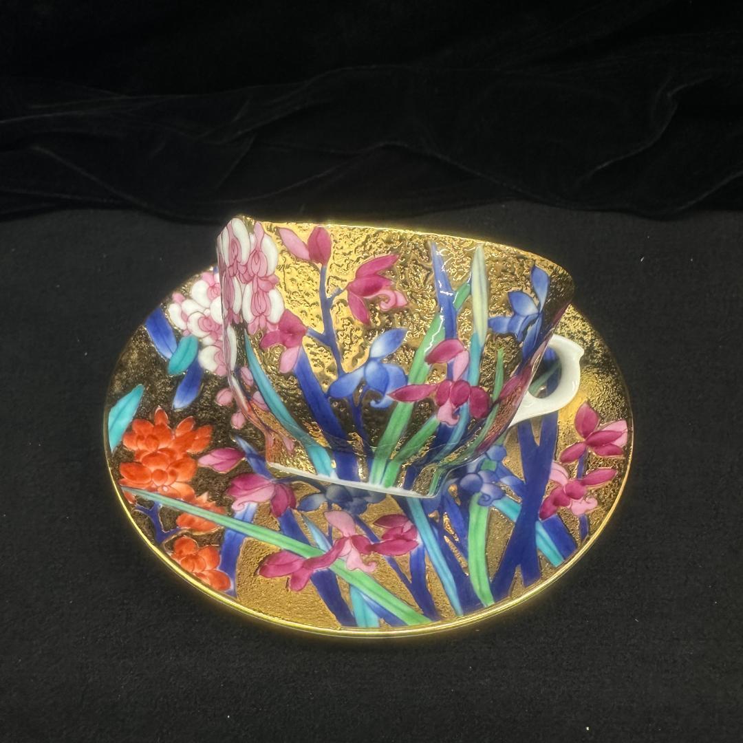 有田焼 金龍窯 伝統工芸師 江口天童 珈琲碗 蘭金彩