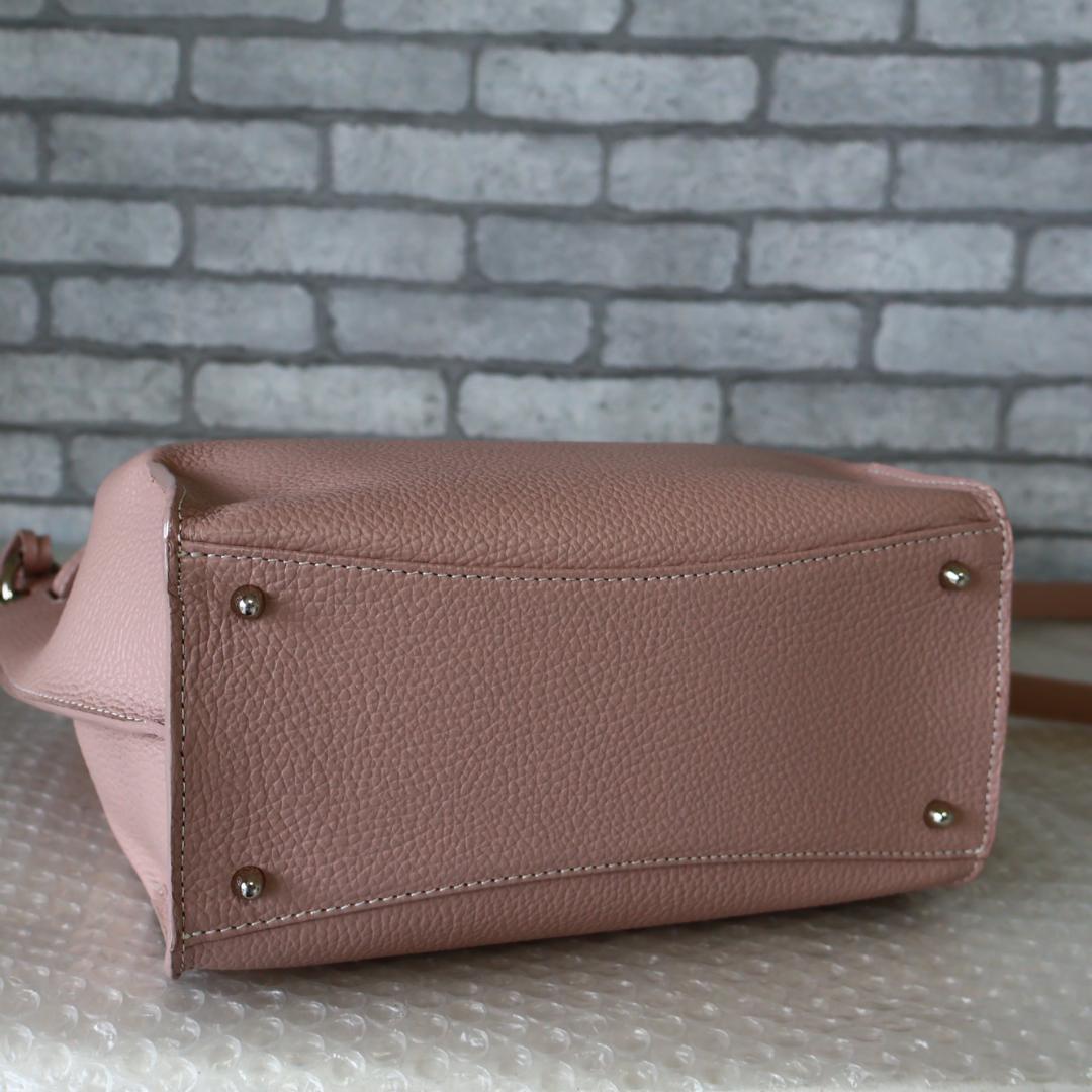 極美品 傳濱野 ミーティアリブレ レザー ショルダーバッグ なでしこベージュ