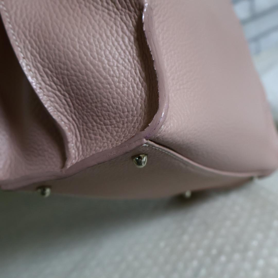 極美品 傳濱野 ミーティアリブレ レザー ショルダーバッグ なでしこベージュ