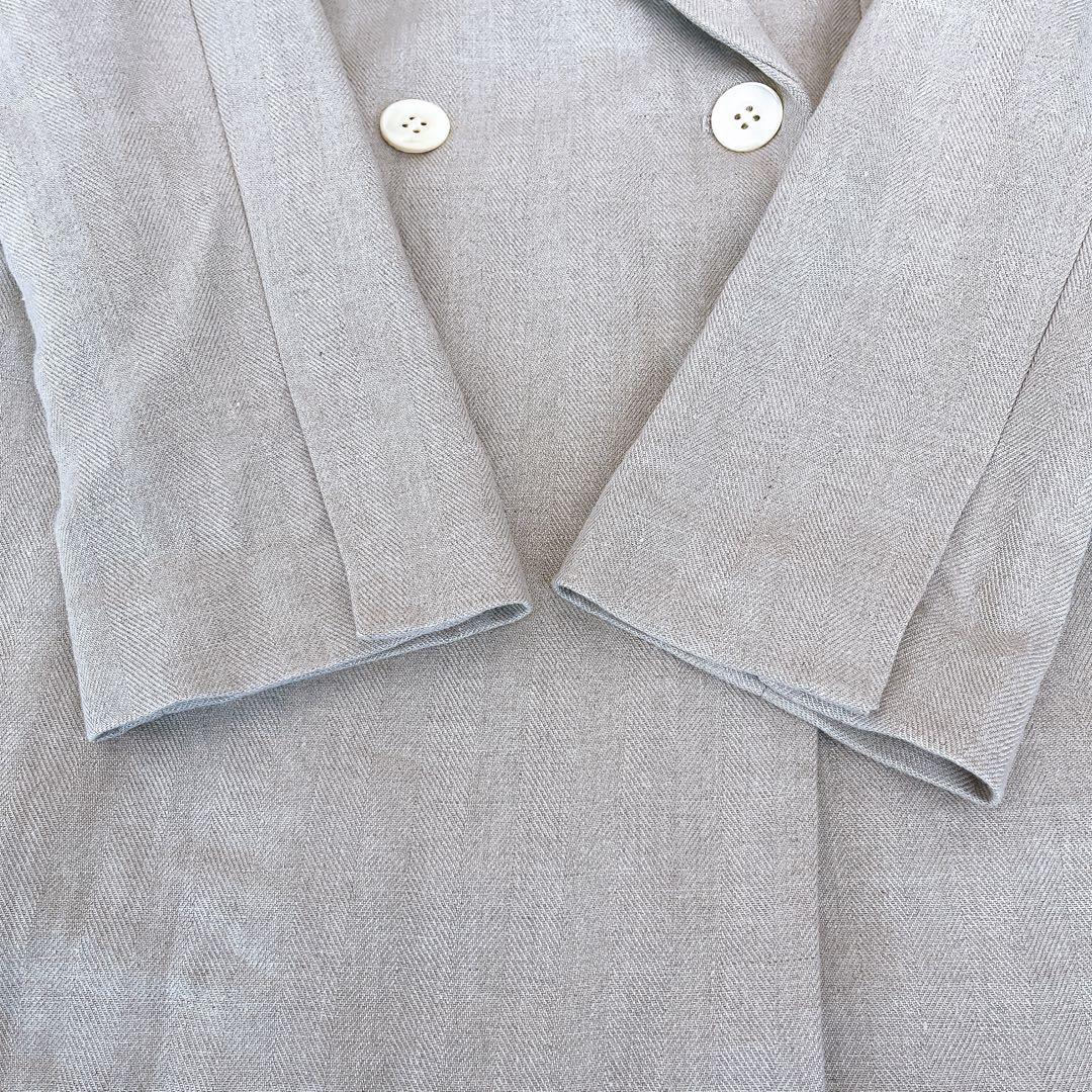 【美品】CHAOS カオス リネン ヘリンボーンテーラードジャケット ベージュ