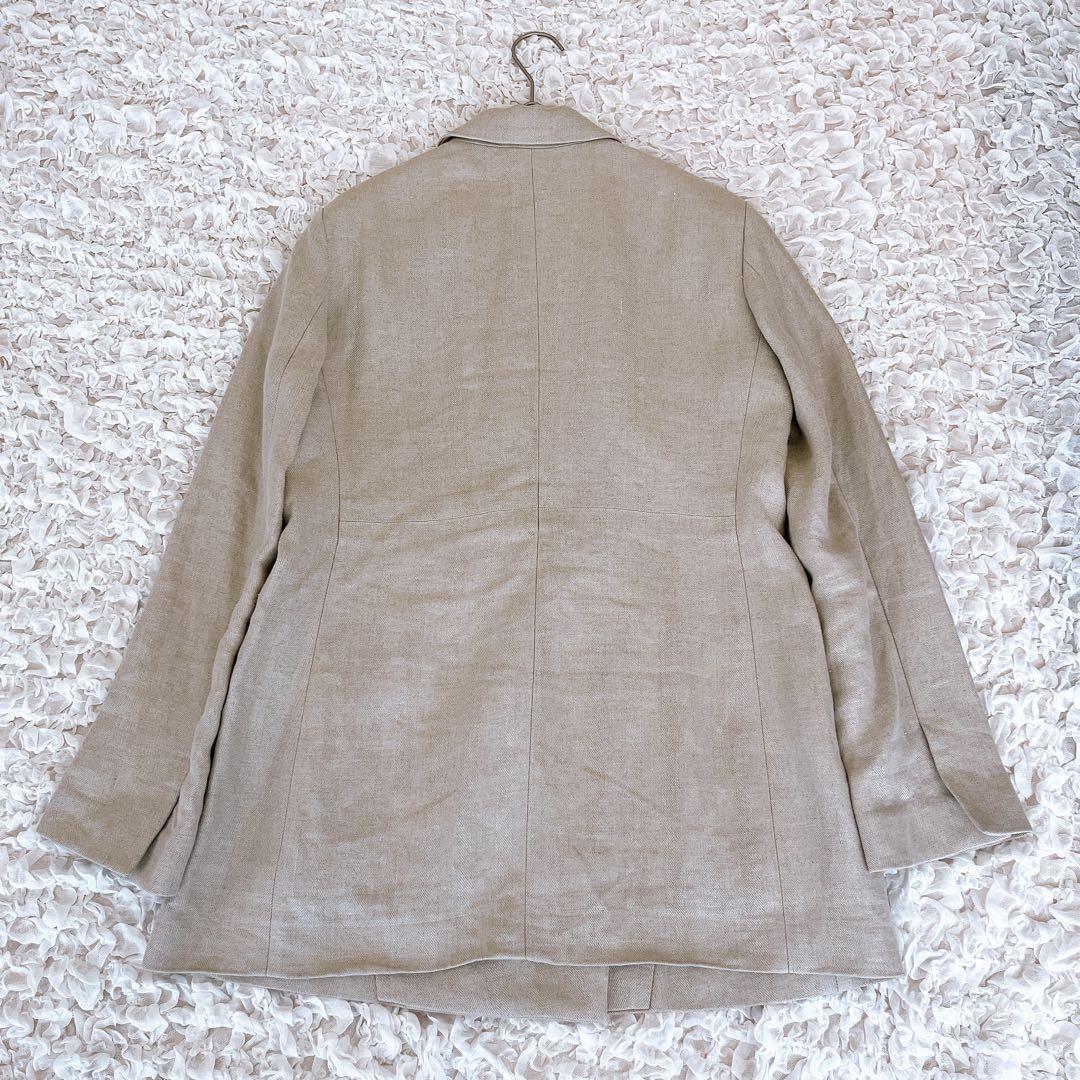 【美品】CHAOS カオス リネン ヘリンボーンテーラードジャケット ベージュ