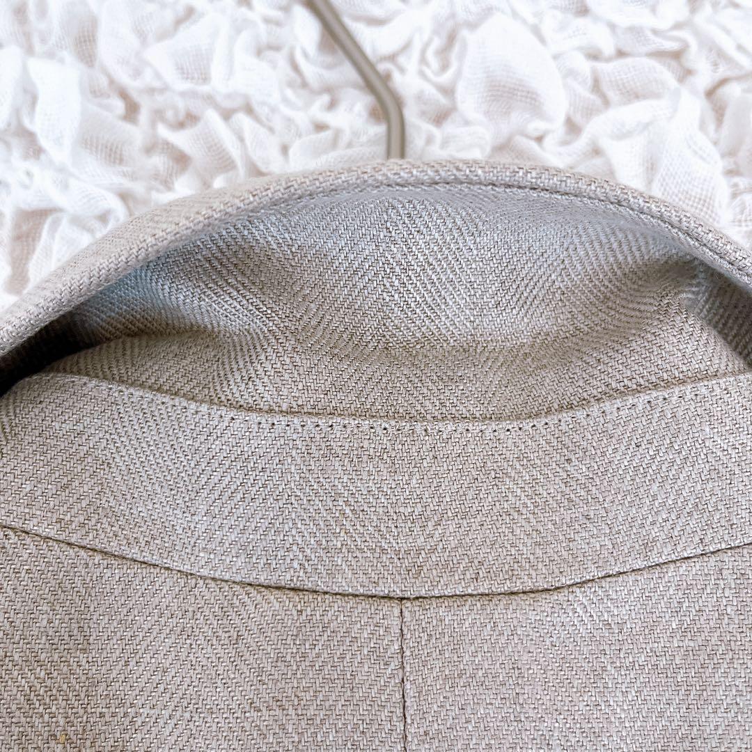 【美品】CHAOS カオス リネン ヘリンボーンテーラードジャケット ベージュ