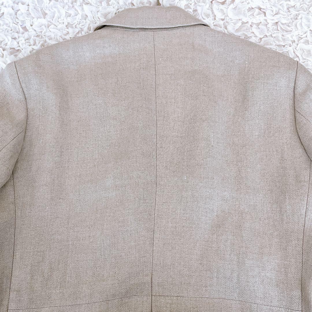 【美品】CHAOS カオス リネン ヘリンボーンテーラードジャケット ベージュ