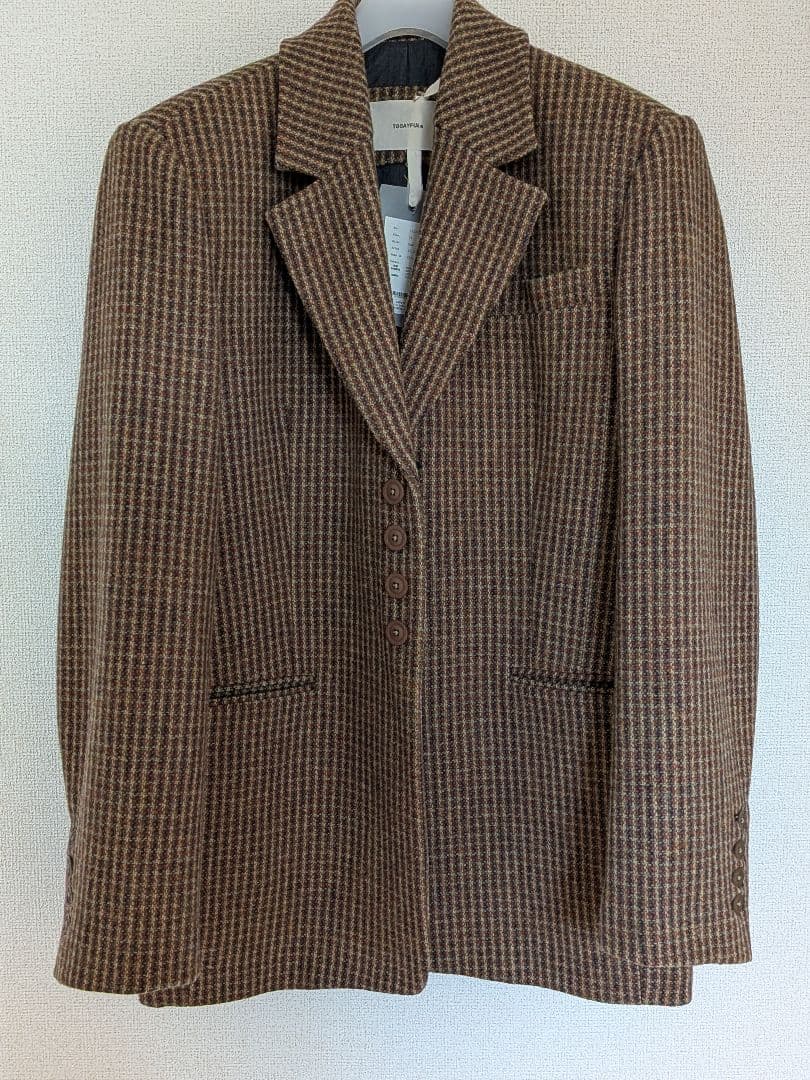 TODAYFUL 2025ウール100%チェックジャケット 36 新品タグ付き