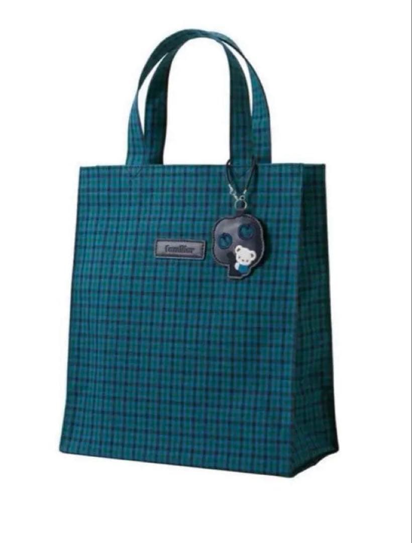 新品未使用タグ付き Familiar 青チェック トートバッグ 大
