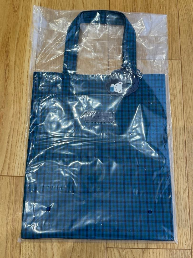 新品未使用タグ付き Familiar 青チェック トートバッグ 大
