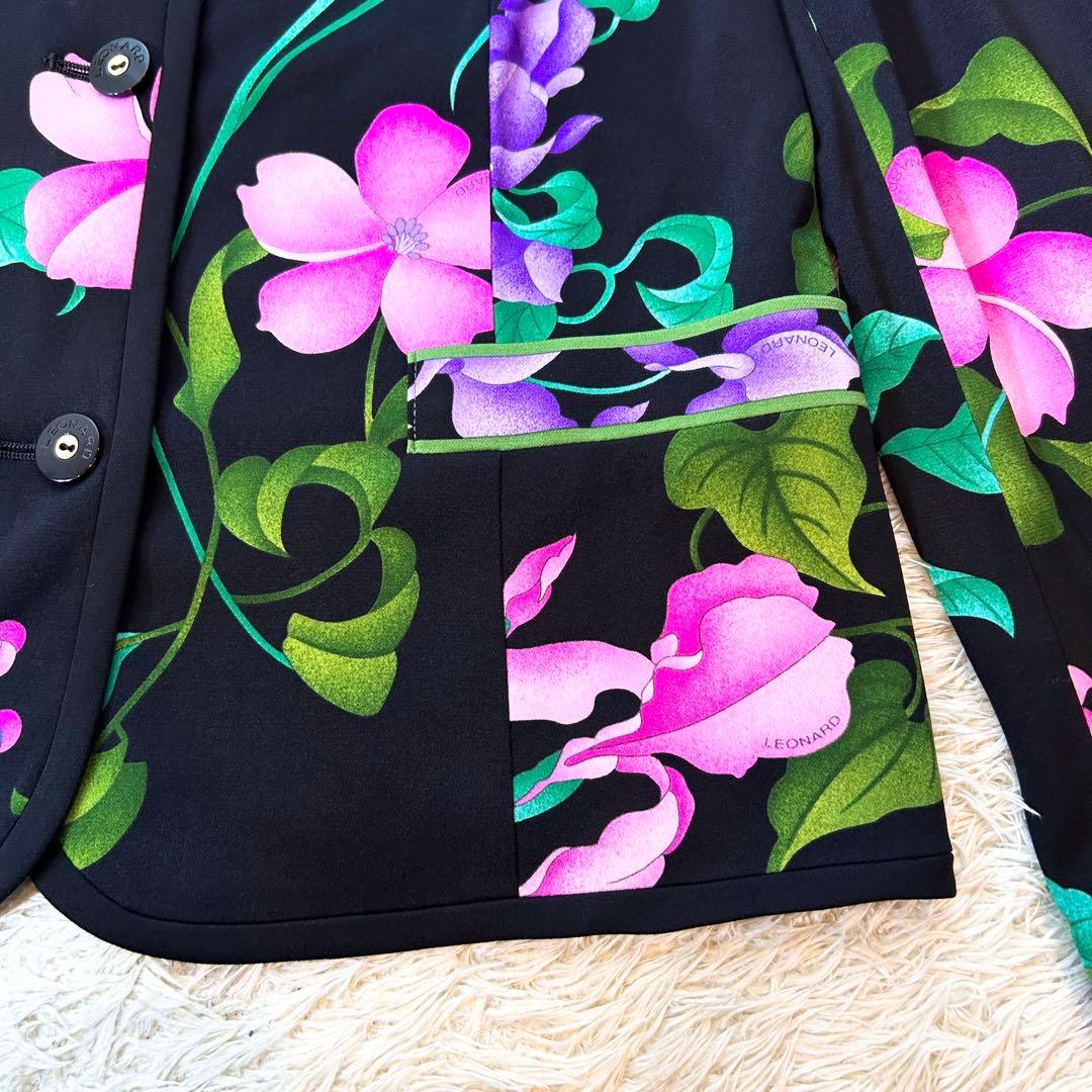 【極美品✨️LEONARD】 カンカン素材 ノーカラー ジャケット 近年品 38