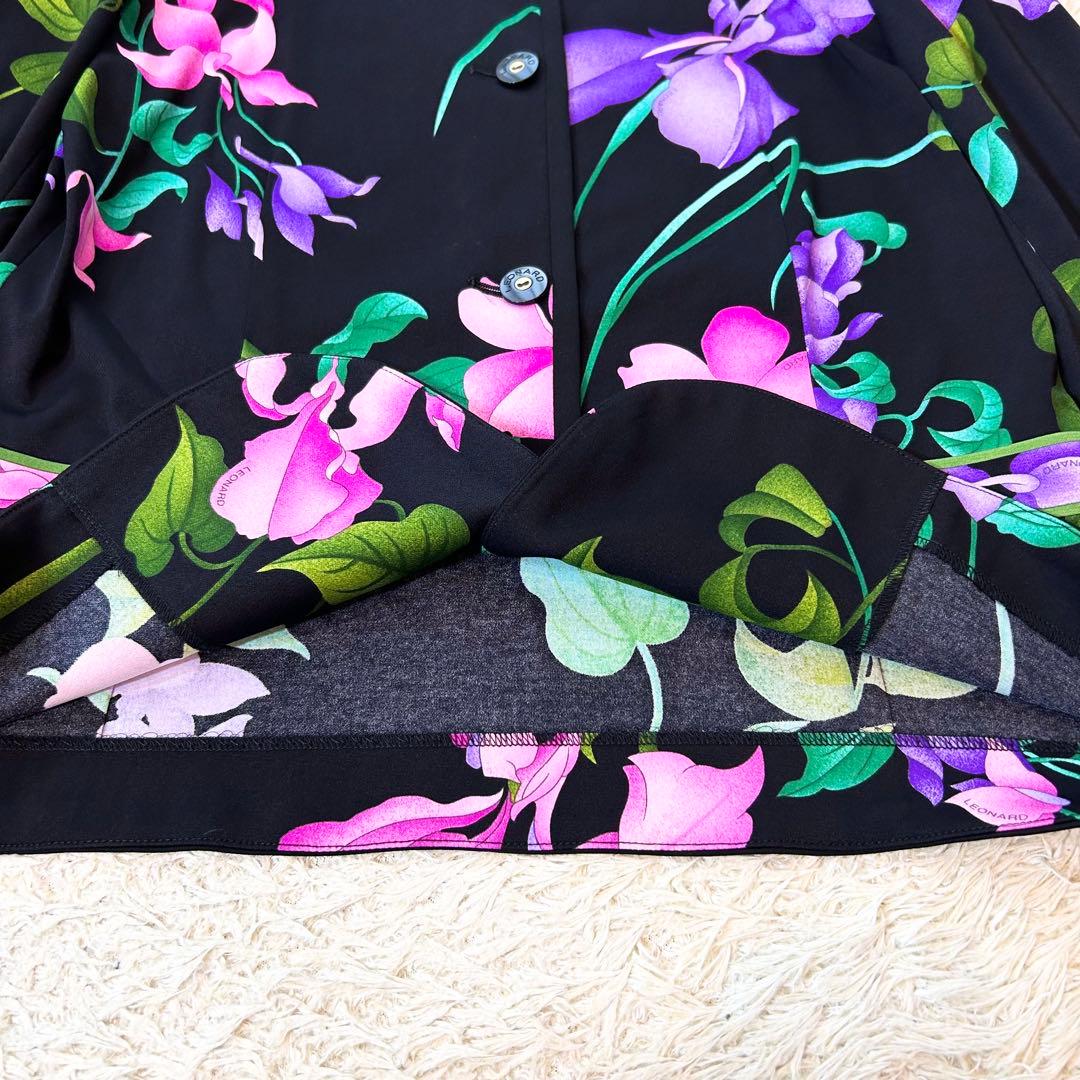 【極美品✨️LEONARD】 カンカン素材 ノーカラー ジャケット 近年品 38