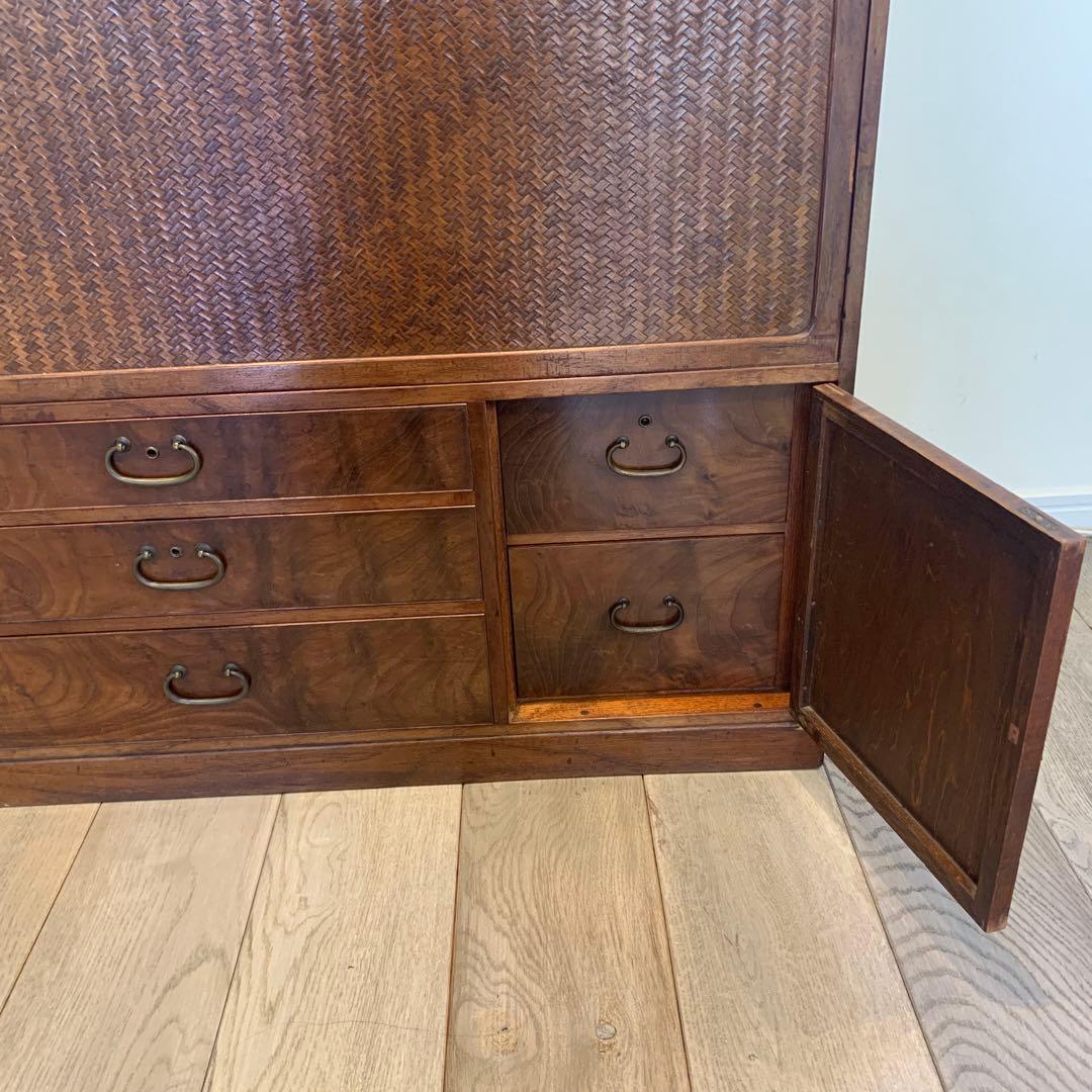 木製ダークブラウン箪笥 引き出し付き