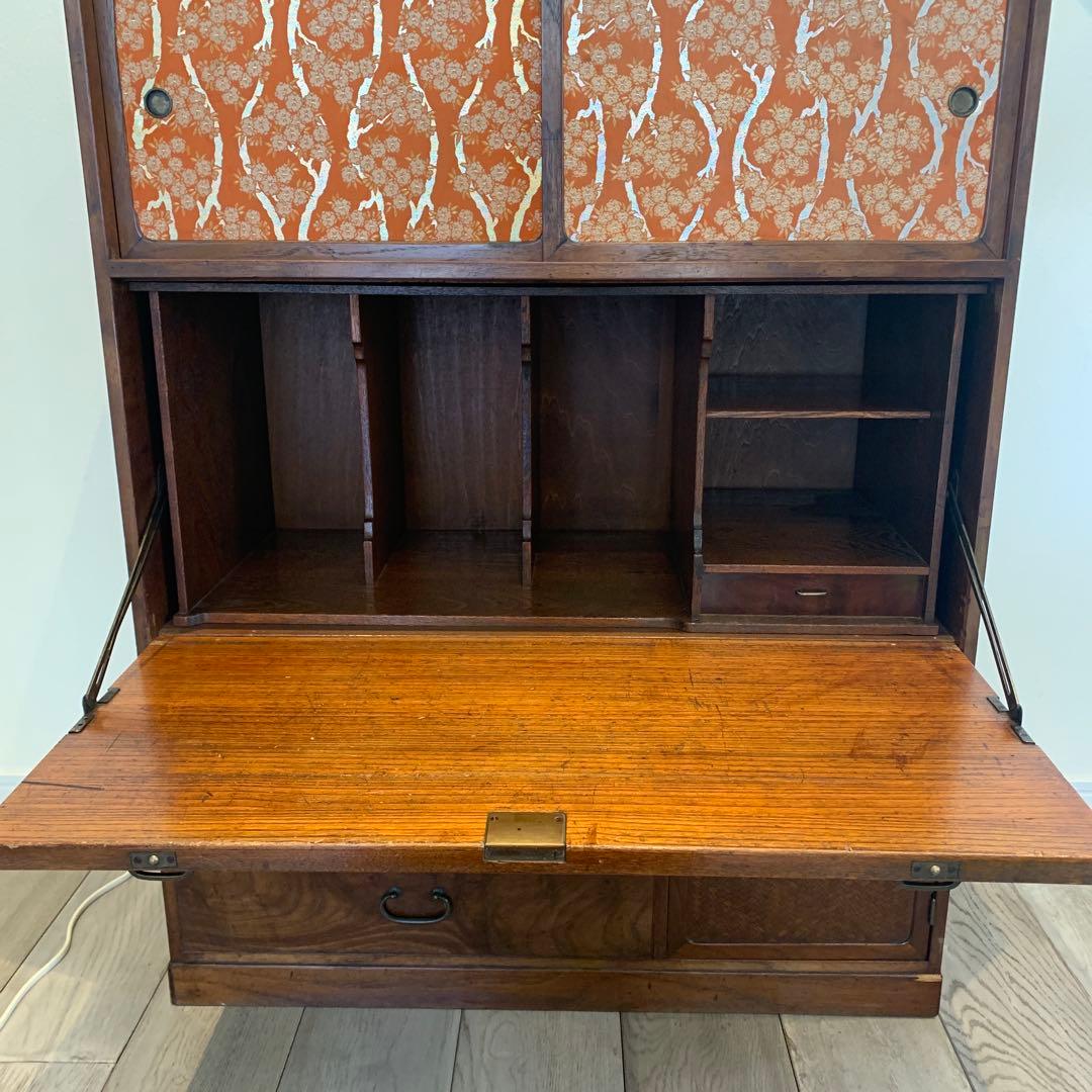 木製ダークブラウン箪笥 引き出し付き