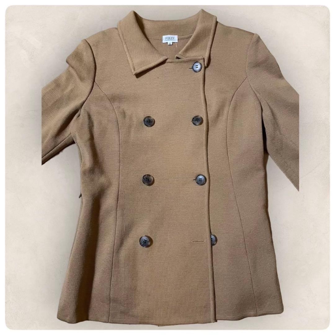 【美品】 FOXEY コート ブラウン 42サイズ （L） ウール100%