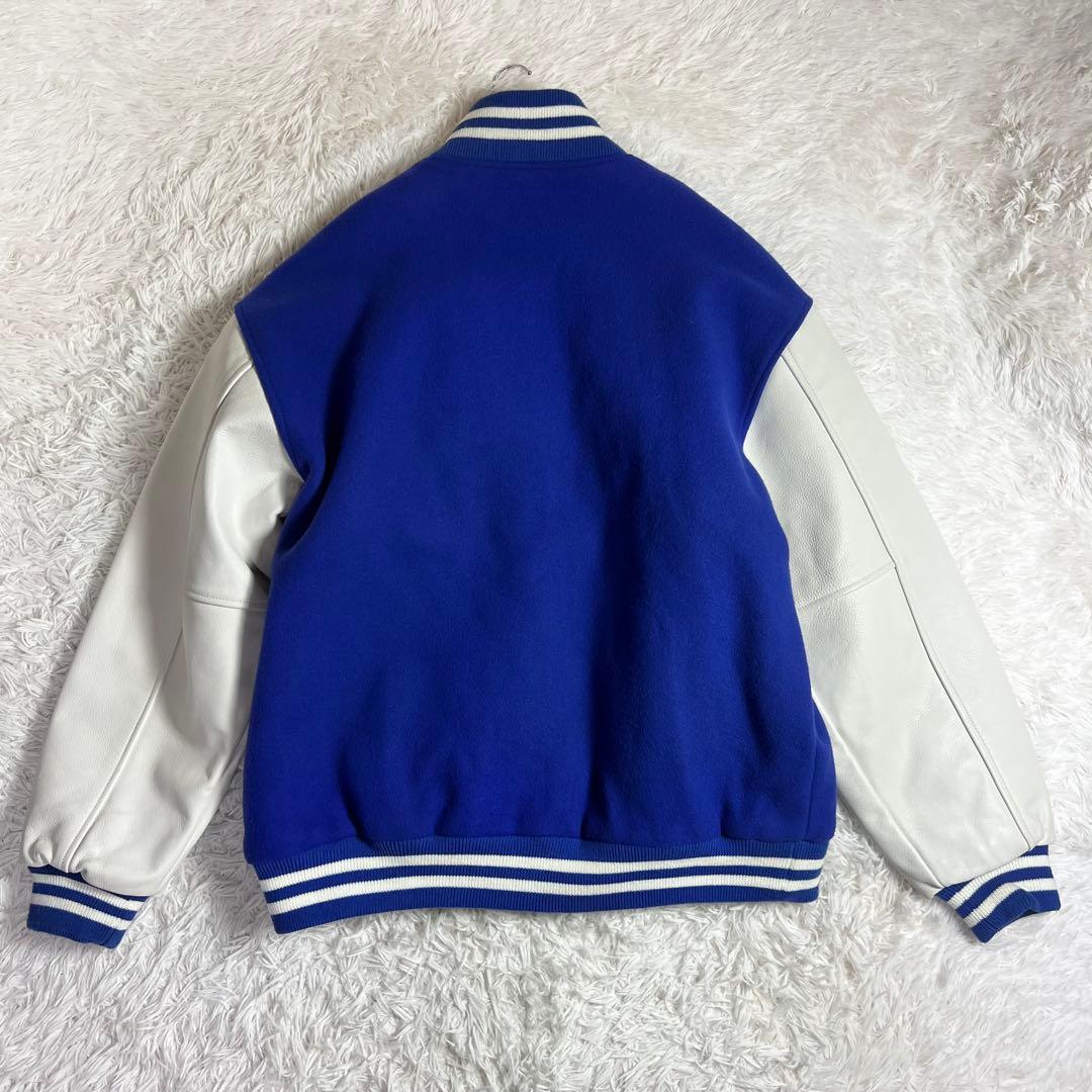 美品 大きいサイズ ダブルハード メルトン×レザー スタジャン ブルー XXL