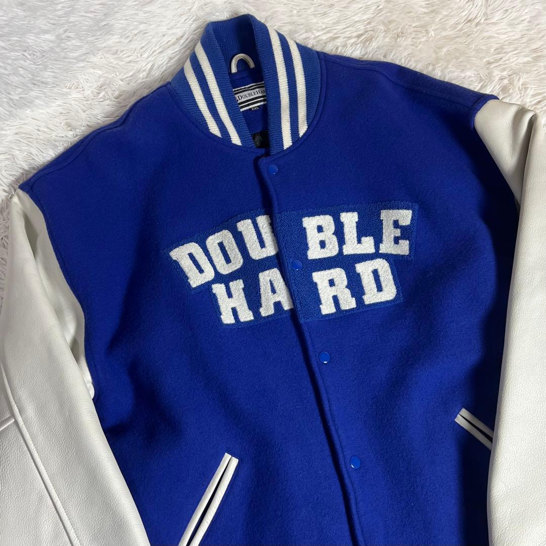 美品 大きいサイズ ダブルハード メルトン×レザー スタジャン ブルー XXL