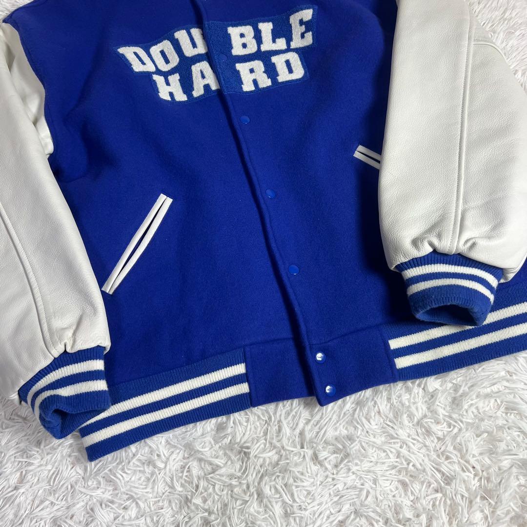 美品 大きいサイズ ダブルハード メルトン×レザー スタジャン ブルー XXL