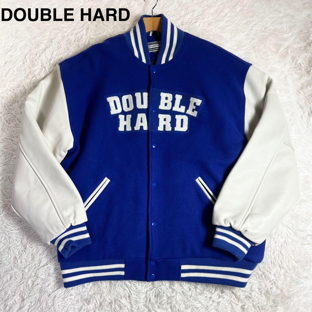 美品 大きいサイズ ダブルハード メルトン×レザー スタジャン ブルー XXL