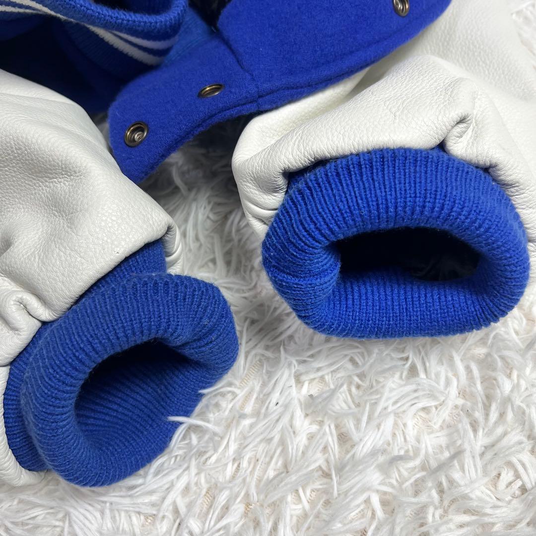 美品 大きいサイズ ダブルハード メルトン×レザー スタジャン ブルー XXL