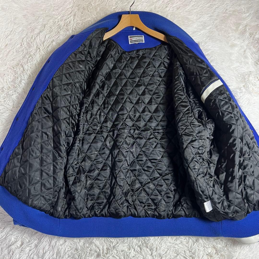 美品 大きいサイズ ダブルハード メルトン×レザー スタジャン ブルー XXL