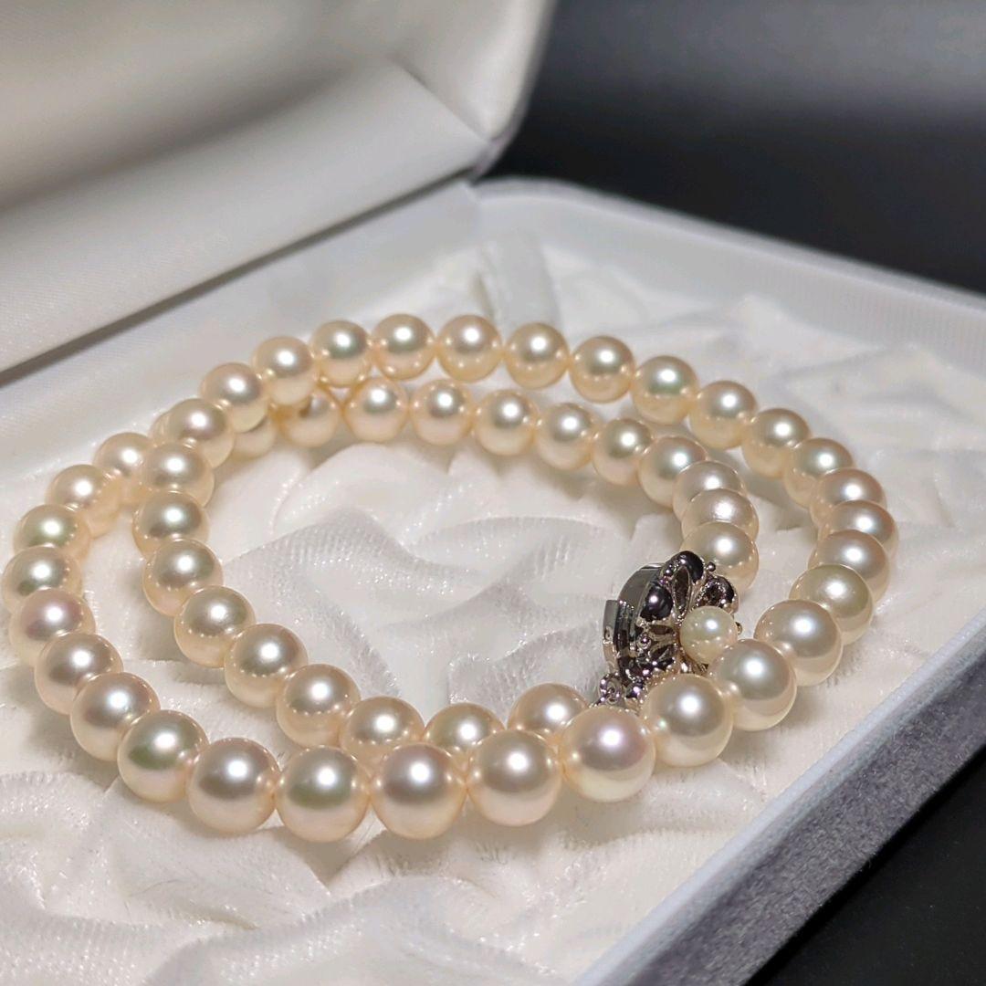 zchi【糸替え済み】あこや真珠 ネックレス 約7.5-8.0mm 423