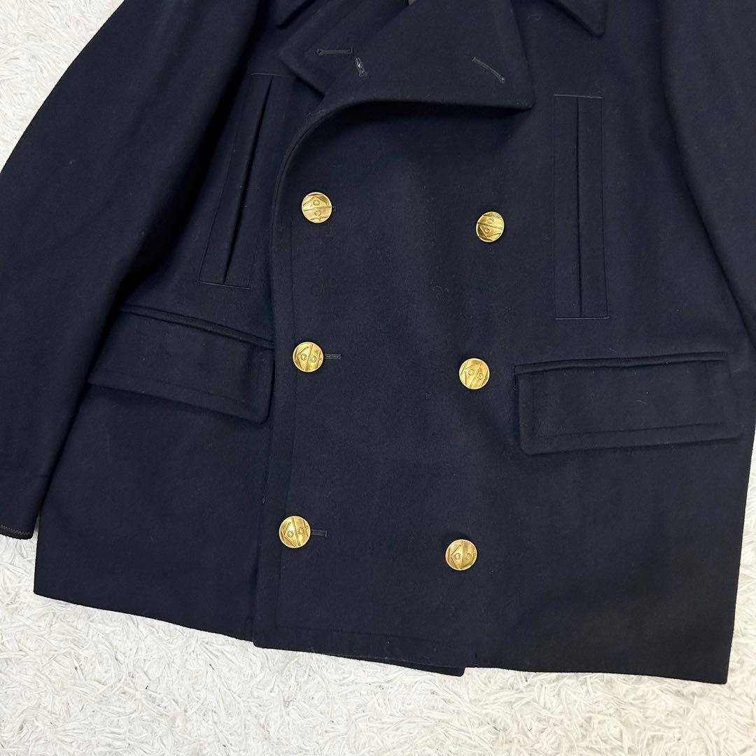 名作美品 kolor ウール カシミア メルトン 金ボタン Pコート ネイビー