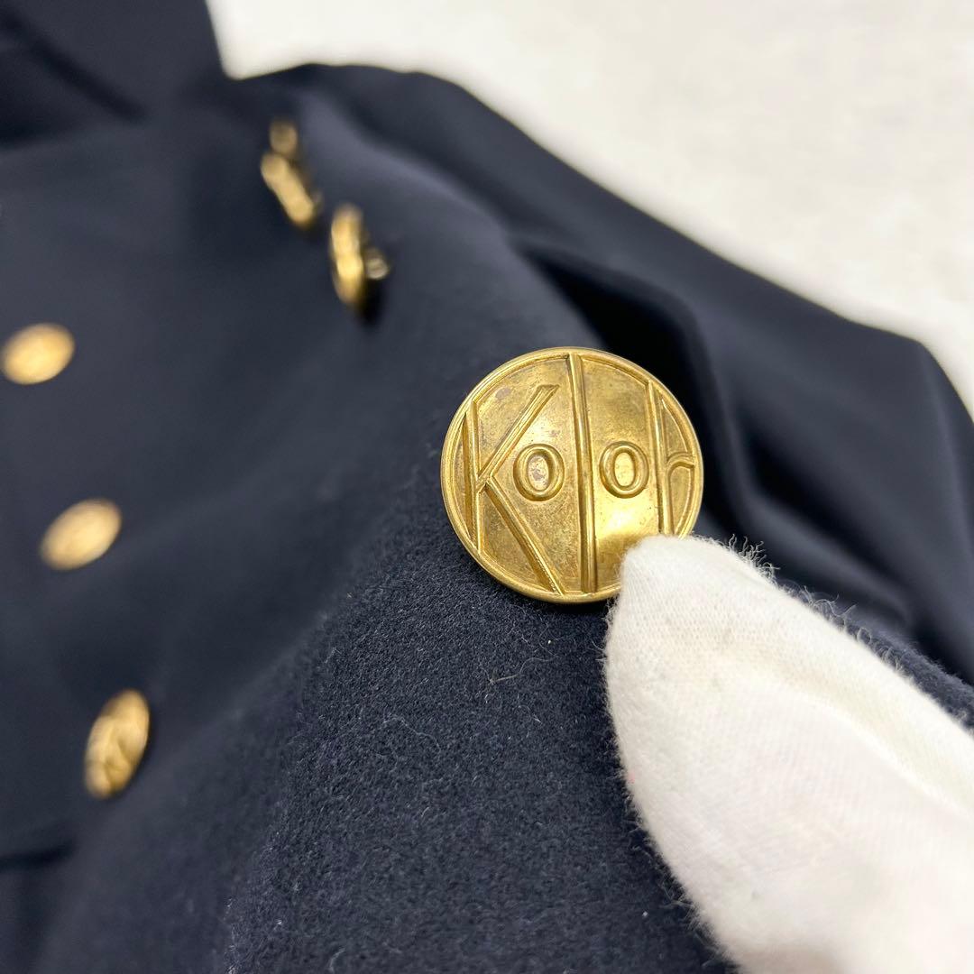 名作美品 kolor ウール カシミア メルトン 金ボタン Pコート ネイビー