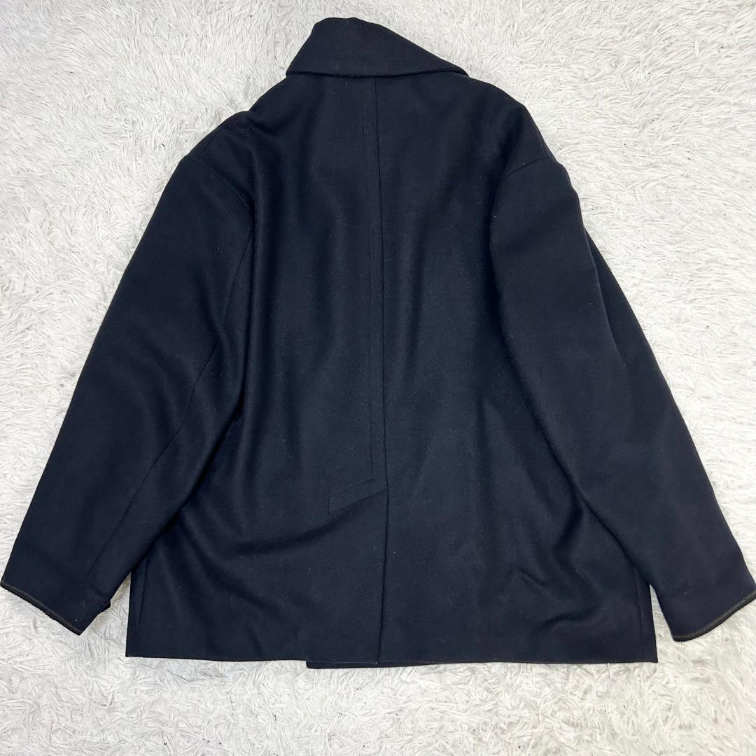 名作美品 kolor ウール カシミア メルトン 金ボタン Pコート ネイビー