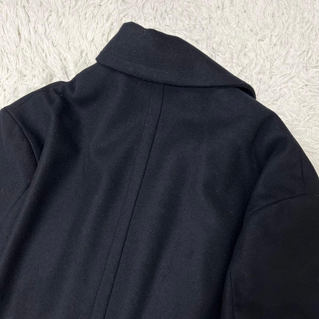 名作美品 kolor ウール カシミア メルトン 金ボタン Pコート ネイビー