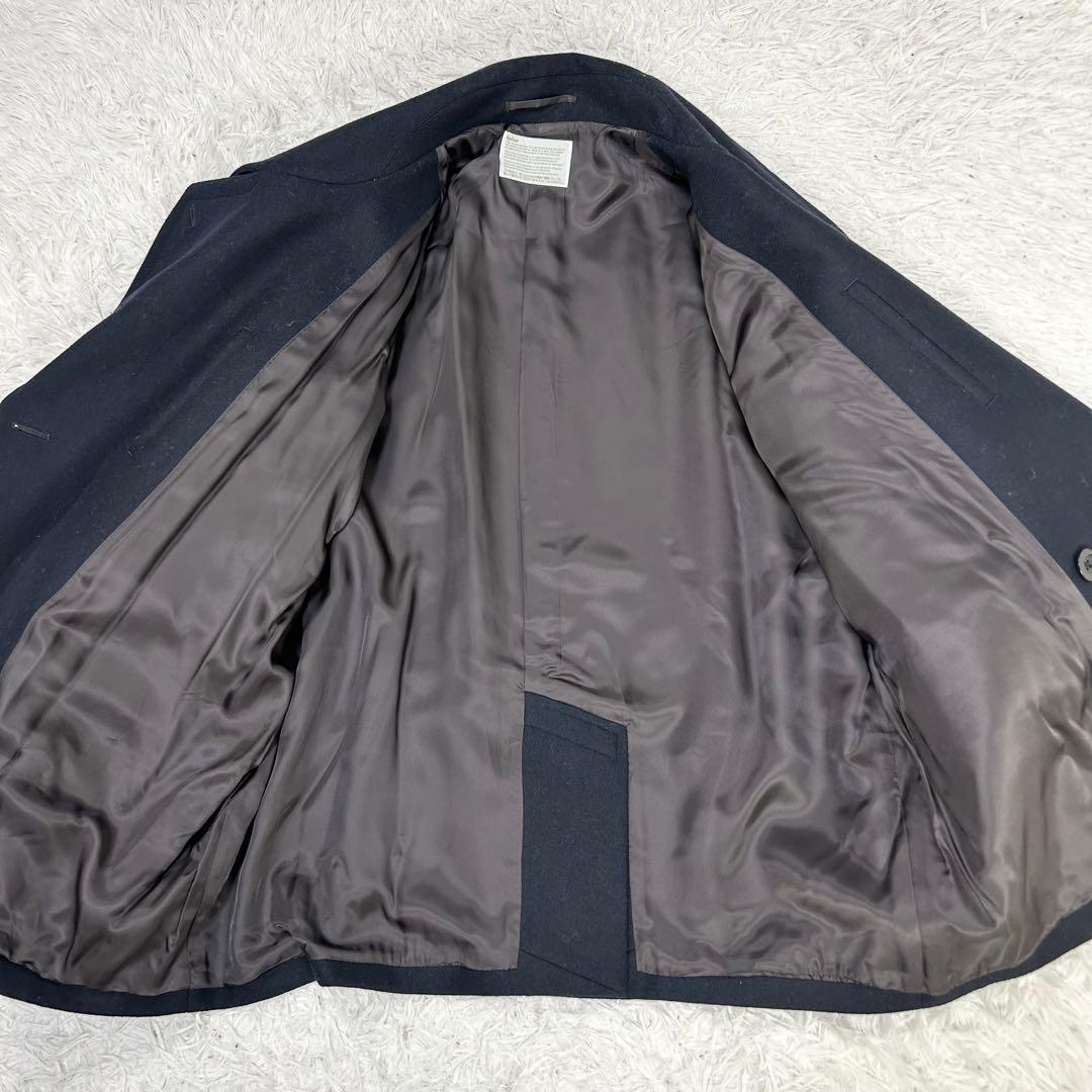 名作美品 kolor ウール カシミア メルトン 金ボタン Pコート ネイビー