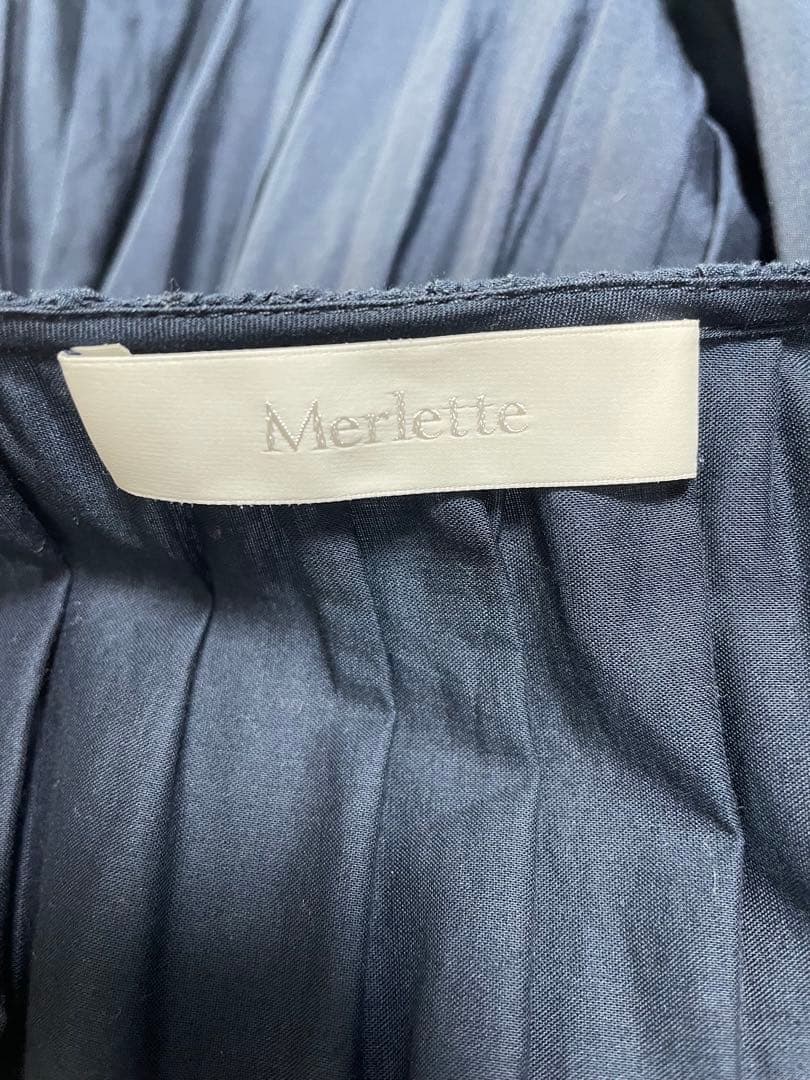 【超美品】Merlette マーレット　ネイビー Vネック　ロングワンピース