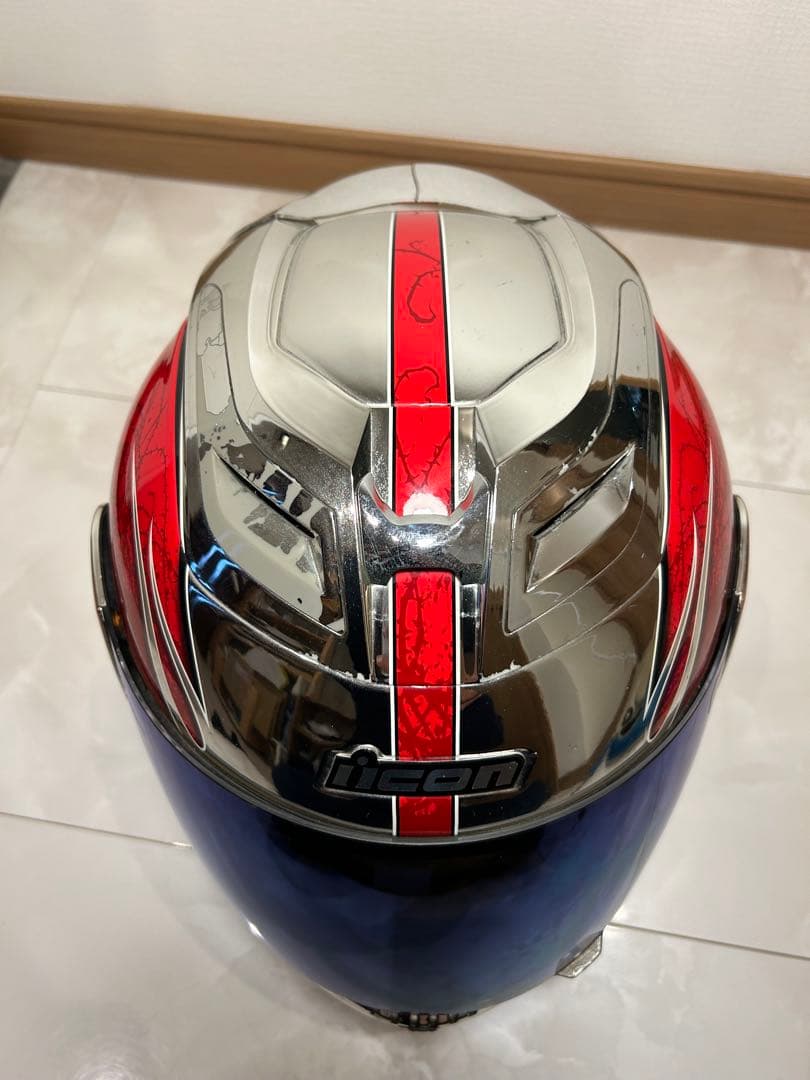 ICON フルフェイスヘルメット Mサイズ　メッキ　ブルーシールド