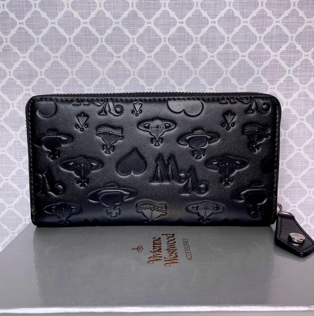 【内側に素敵な柄✩】Vivienne Westwood 長財布 マット ブラック