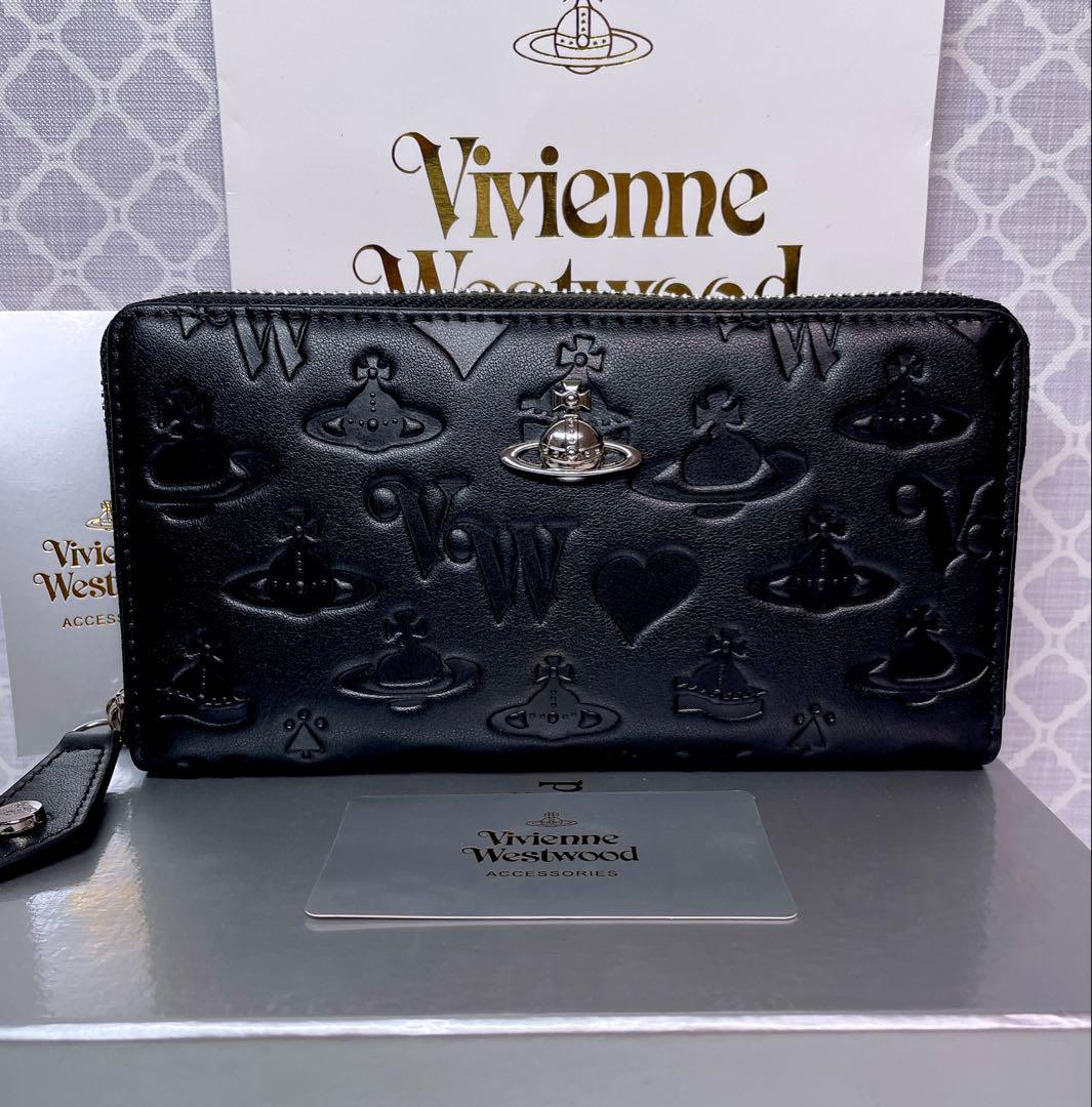 【内側に素敵な柄✩】Vivienne Westwood 長財布 マット ブラック