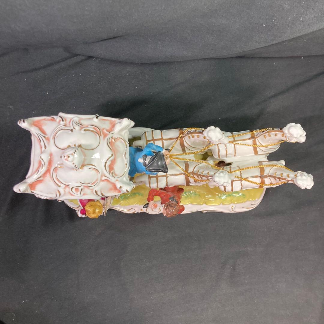 【美品】加藤工芸 4頭立て馬車 陶器置物 瀬戸マイセン