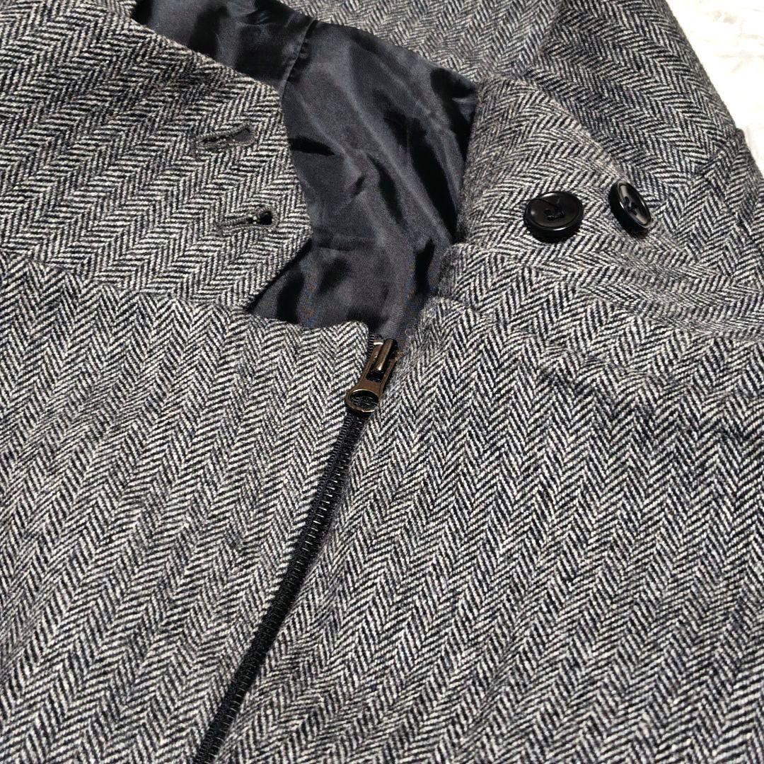 未使用級　アンコロック　ヘリンボーン　ウールコート　ユニセックス　ラップ