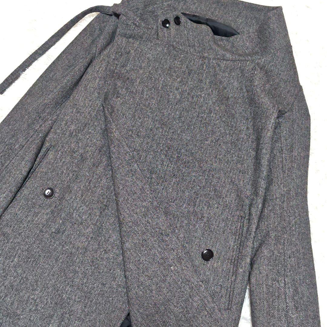 未使用級　アンコロック　ヘリンボーン　ウールコート　ユニセックス　ラップ