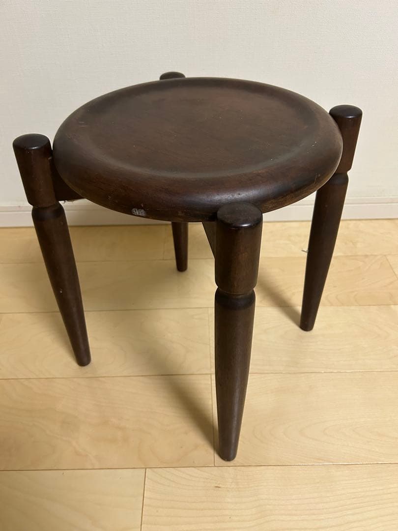 高級民芸家具 旭川遊木民 国産ニレ材使用 スタッキング スツール2脚 北欧風