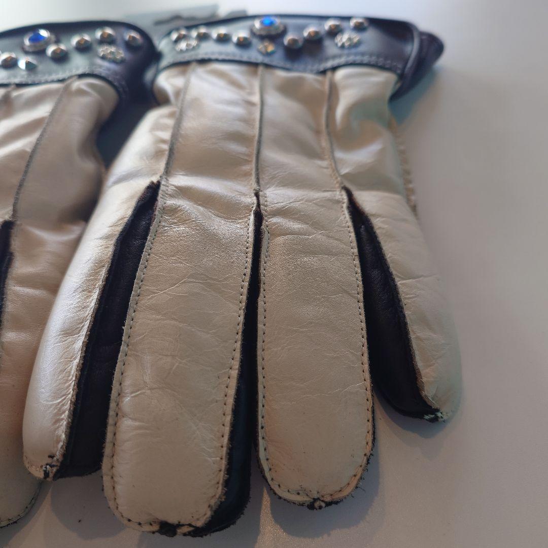 最終値下　VINTAGE レザーグローブ XL ホワイト/ブラック