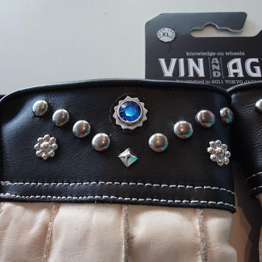 最終値下　VINTAGE レザーグローブ XL ホワイト/ブラック