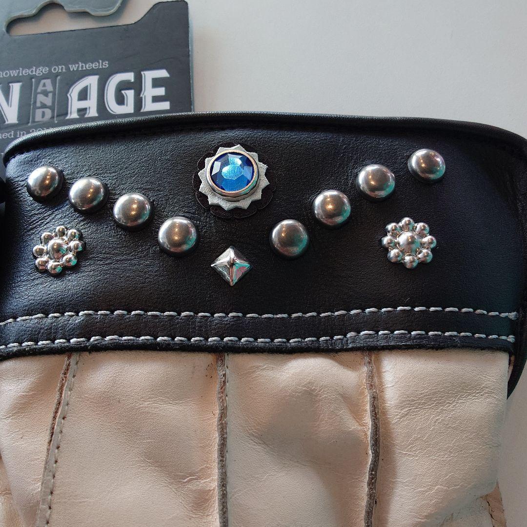 最終値下　VINTAGE レザーグローブ XL ホワイト/ブラック