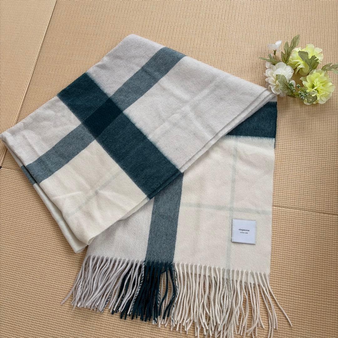 t*d様 elegancece カシミヤ100% チェック柄　大判ストール