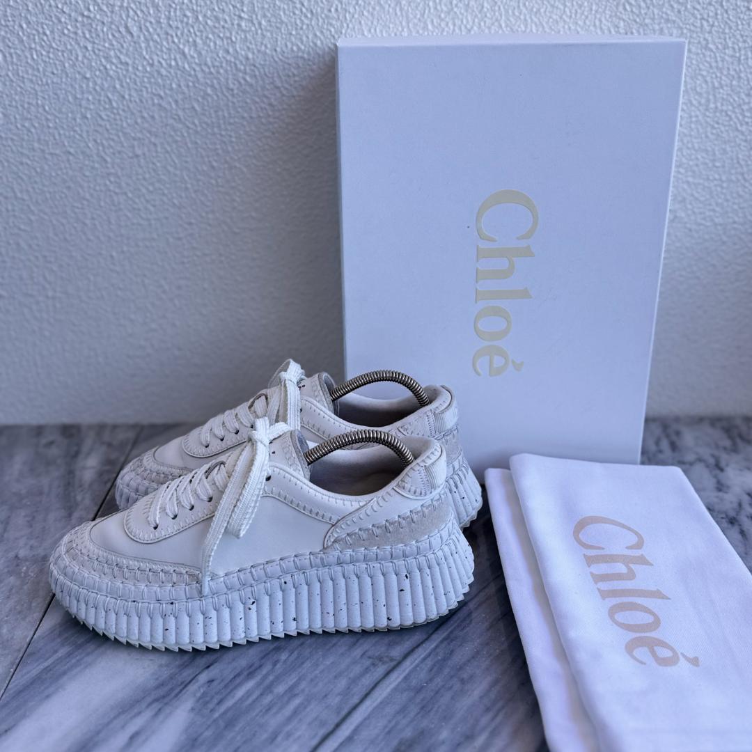現行品Chloé クロエNAMAスニーカー 36 厚底 タキマキ着　ホワイト