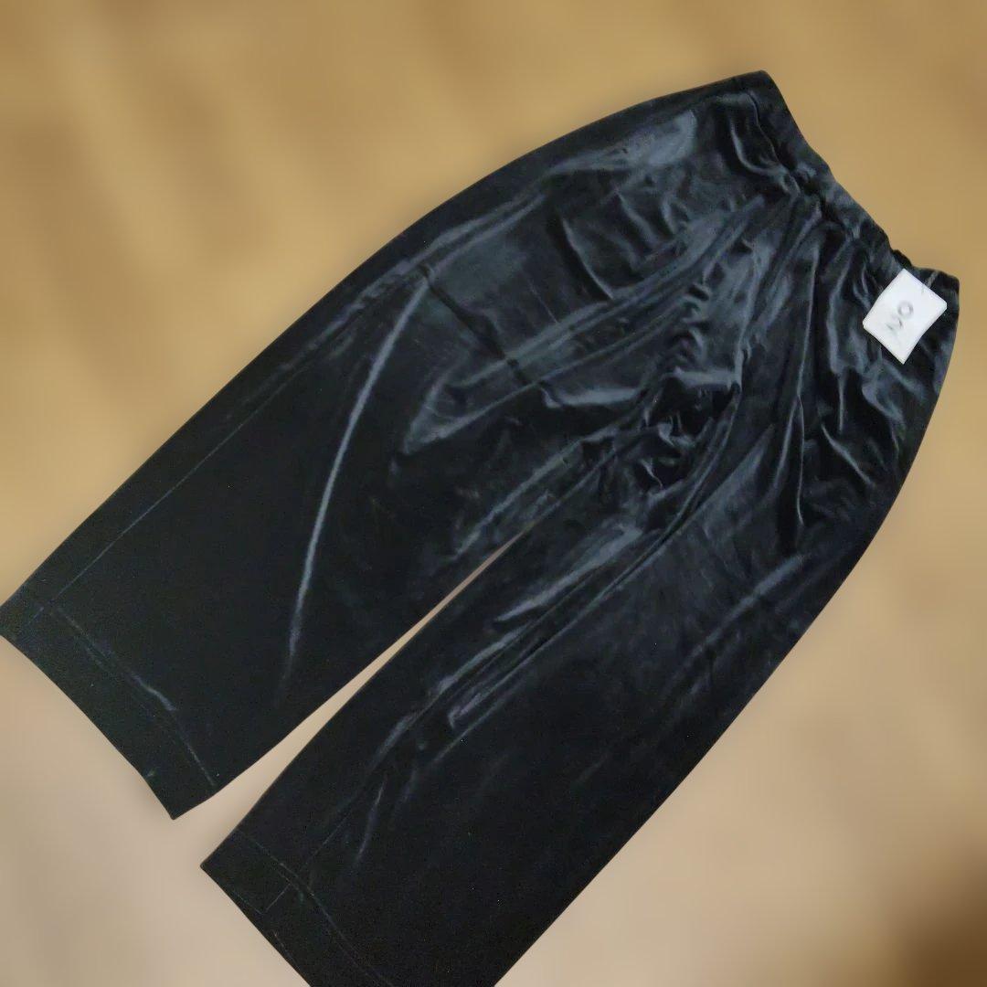 ほぼ日02.ベルベットカジュアルパンツ 黒.新品タグ付き