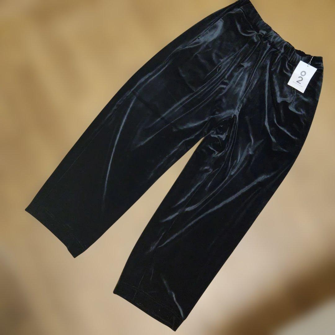 ほぼ日02.ベルベットカジュアルパンツ 黒.新品タグ付き