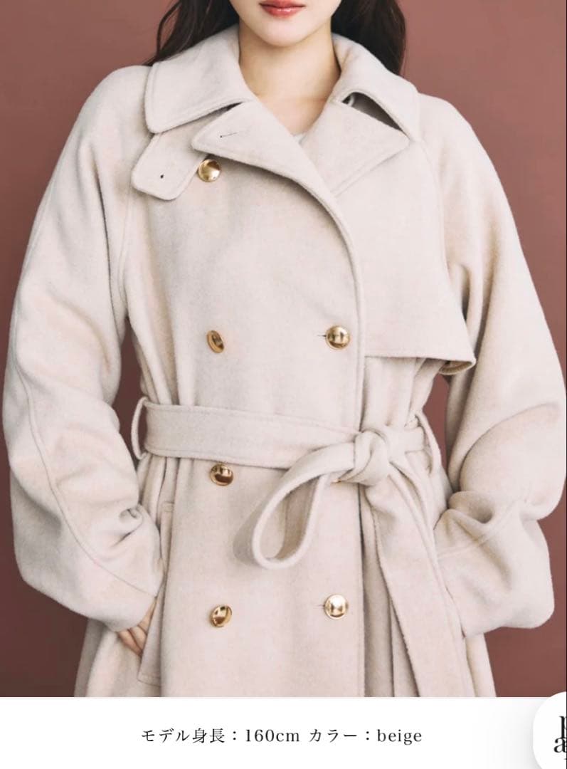 many wayウールロングトレンチコート ポローラ ベージュ