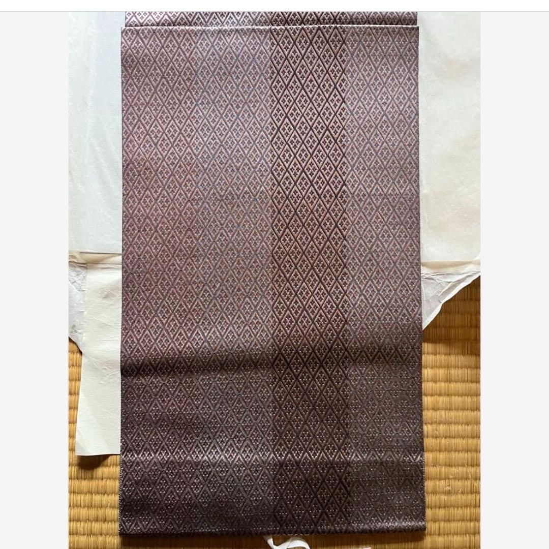 未使用　博多織　名古屋帯　正倉院　菱紋　伝統工芸士　松浦長治　証紙あり