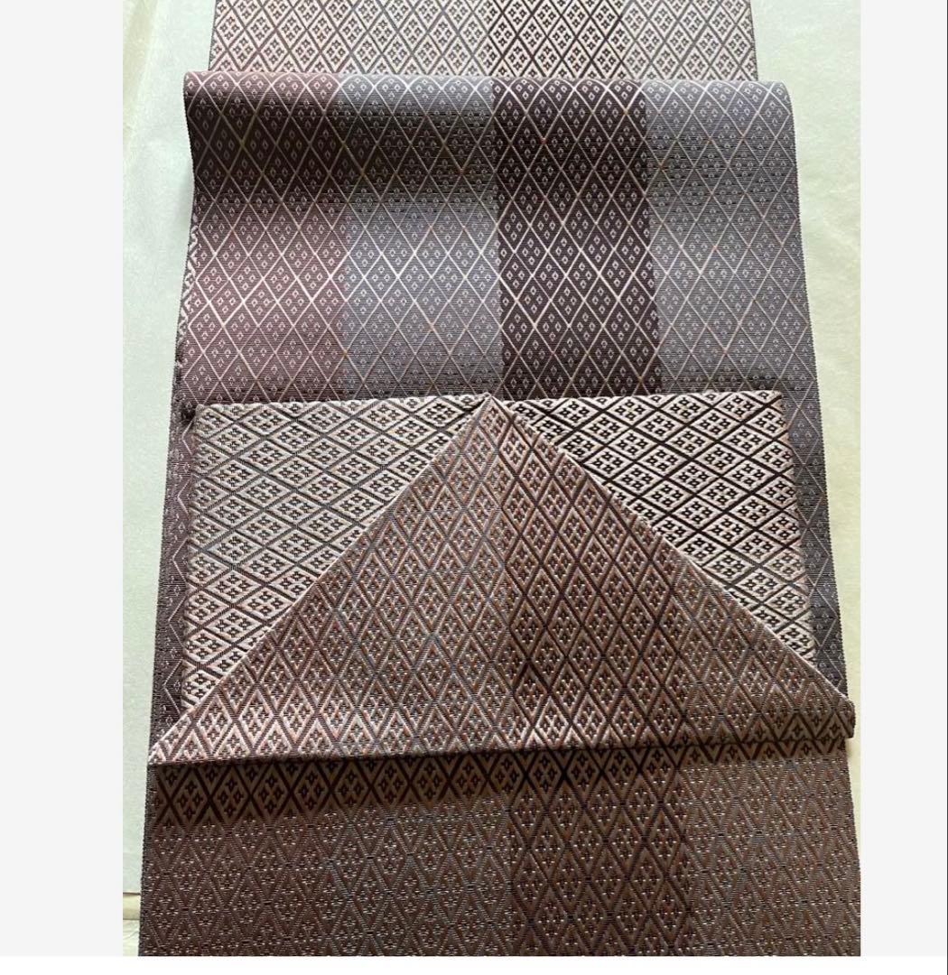 未使用　博多織　名古屋帯　正倉院　菱紋　伝統工芸士　松浦長治　証紙あり